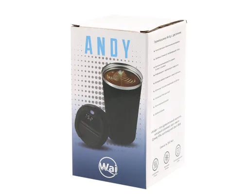 Термокружка Andy с дисплеем, 510 мл, черная