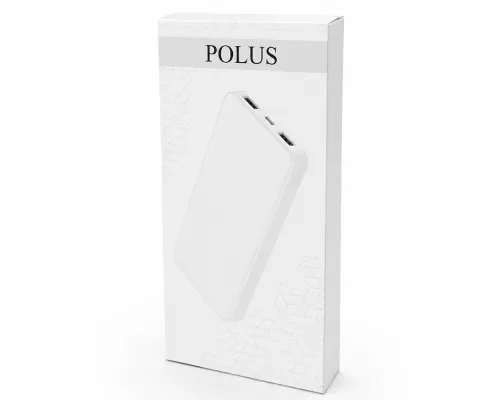 Внешний аккумулятор Polus, 10000 Mah, софт-тач покрытие, белый