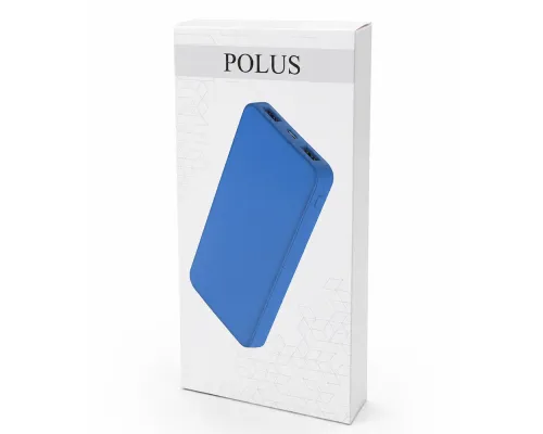 Внешний аккумулятор Polus, 10000 Mah, софт-тач покрытие, светло синий