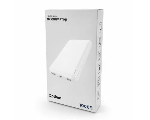 Внешний аккумулятор Optima, 10000 Mah, белый