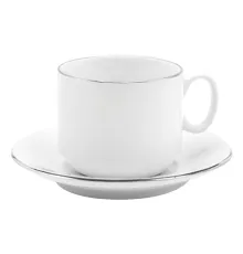 Чайная пара фарфоровая 220см³ экспресс Платиновый в коробке