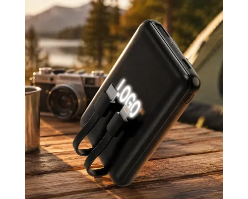 Внешний аккумулятор Eron с подсветкой гравировки, 5000 mAh, чёрный/белый
