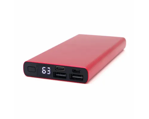 Внешний аккумулятор Höginn в металлическом корпусе, 10000mAh, красный.