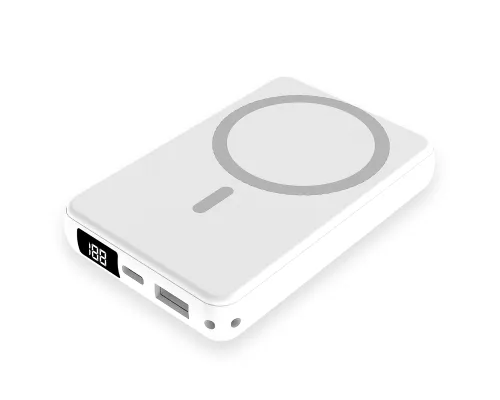Магнитный внешний аккумулятор Quantum с беспроводной зарядкой (15W), 10000 Mah, белый