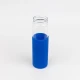 Бутылка стеклянная с силиконовой манжетой и бамбуковой крышкой  Glass, синяя