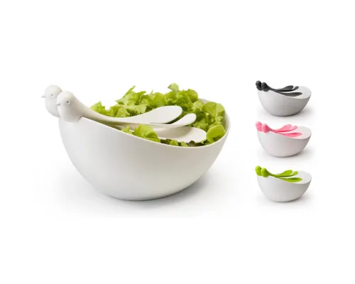 САЛАТНИЦА С ЛОЖКАМИ SPARROW, белая