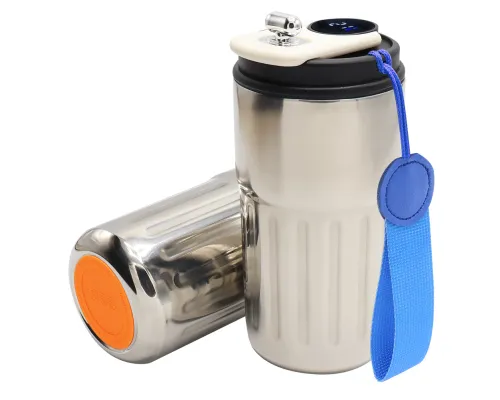 Термокружка Ashly To Go, серебристая/синяя/оранжевая