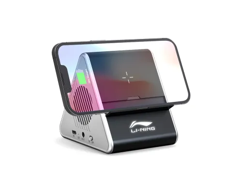 Колонка Dorn с беспроводной зарядкой и подсветкой гравировки, черный