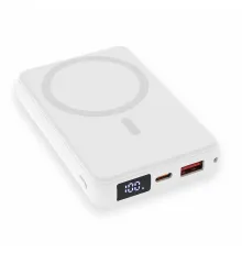 Магнитный внешний аккумулятор Quantum с беспроводной зарядкой (15W), 10000 Mah, белый
