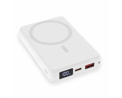 Магнитный внешний аккумулятор Quantum с беспроводной зарядкой (15W), 10000 Mah, белый