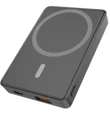 Магнитный внешний аккумулятор Magnetic с беспроводной зарядкой (5W), 5000 Mah, черный