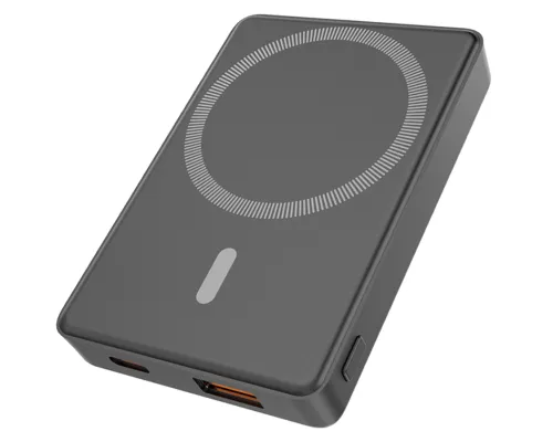 Магнитный внешний аккумулятор Magnetic с беспроводной зарядкой (5W), 5000 Mah, черный