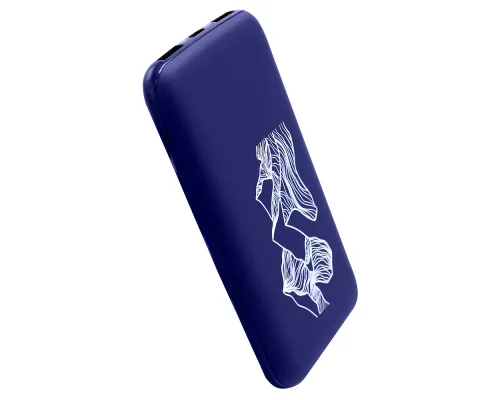 Внешний аккумулятор Kugo, 10000 mAh с подсветкой гравировки, синий