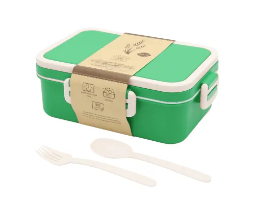 Ланчбокс (контейнер для еды) Inar из пшеничного волокна, зелёный.