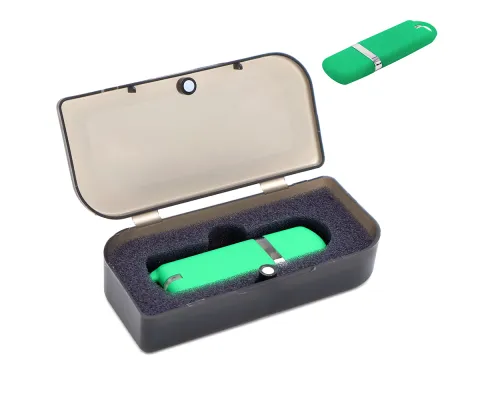 Флешка Shape с покрытием Софт Тач в футляре, зеленый