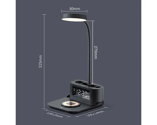 Лампа-органайзер Crolly c беспроводной зарядкой 15W, черный