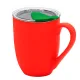 Кружка с крышкой Velvet Duo, софт-тач, красная/зелёная