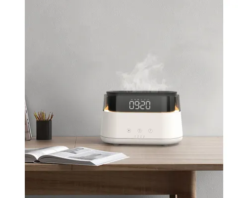 Светодиодный USB увлажнитель-ароматизатор Brava с часами с подсветкой, белый