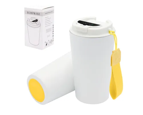 Термокружка Surprise To Go с индикатором, белая/жёлтая