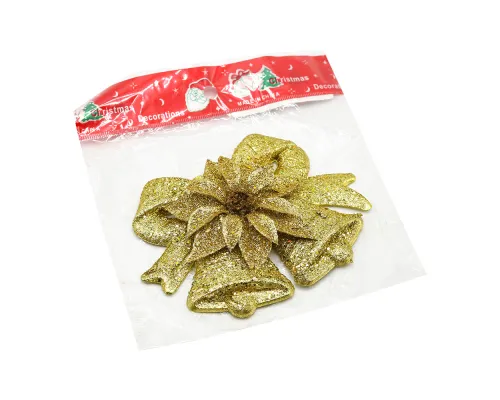 Пластиковое украшение - колокольчики золотистые