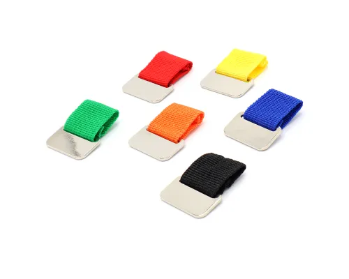 Металлический шильд с цветным ремешком (съёмный), жёлтый