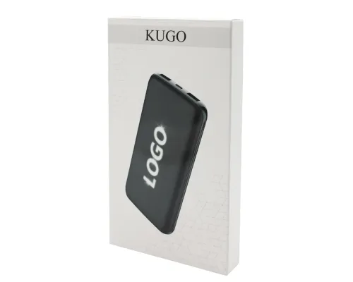 Внешний аккумулятор Kugo, 10000 mAh с подсветкой гравировки, черный