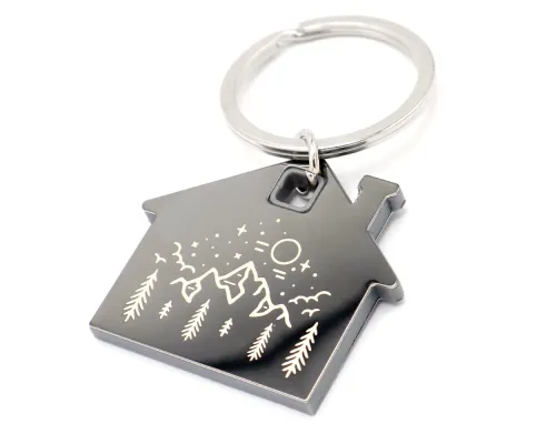 Брелок Дом, металлический, черный