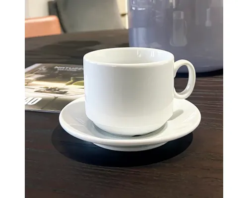 Чайная пара фарфоровая 280см³ капучино в коробке