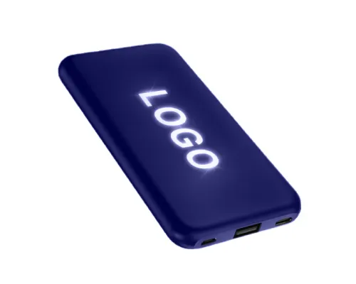 Внешний аккумулятор Kugo, 10000 mAh с подсветкой гравировки, синий