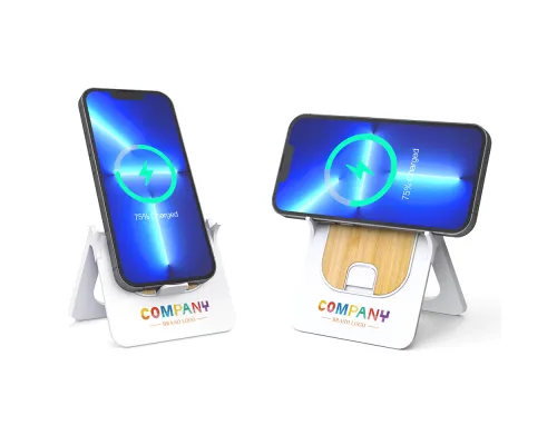 Беспроводное зарядное устройство Bambooco 15W, белый с бамбуковым