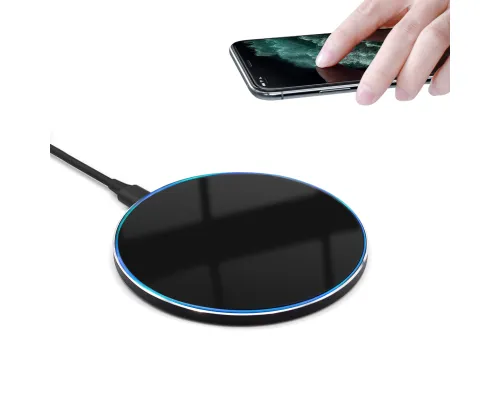 Беспроводное зарядное устройство Gravy с подсветкой и гравировкой 15W, черный