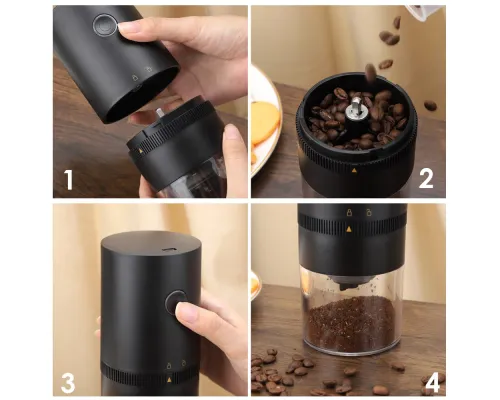 Портативная кофемолка Полинара с аккумулятором, черный