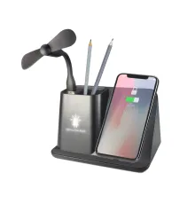 Настольный органайзер Mercury c беспроводной зарядкой и вентилятором