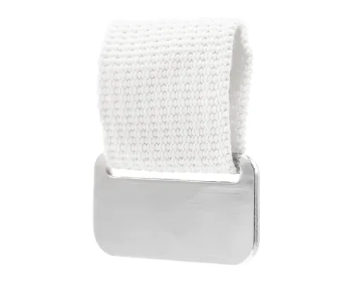 Металлический шильд с цветным ремешком (съёмный), белый