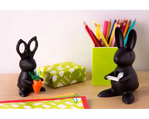 Ножницы и магнит со скрепками Bunny, чёрные