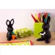 Ножницы и магнит со скрепками Bunny, чёрные