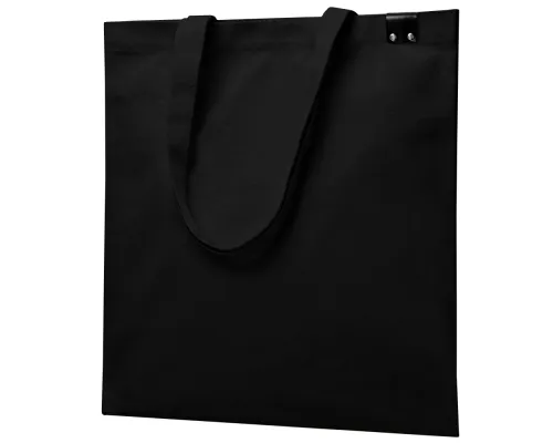 Сумка для покупок IVORY 325 г/м² с PU нашивкой, чёрный/чёрный
