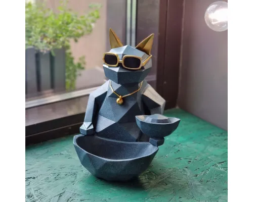 Статуэтка хранитель Кот фантазер, изумрудный