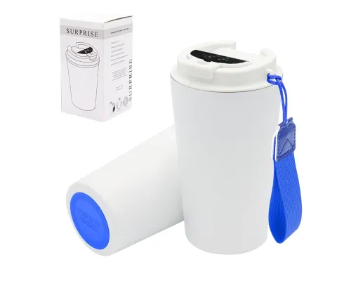 Термокружка Surprise To Go с индикатором, белая/синяя