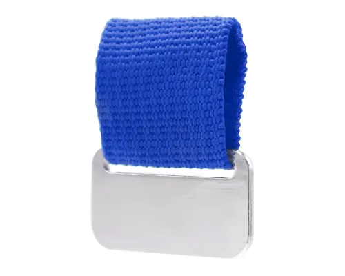 Металлический шильд с цветным ремешком (съёмный), синий