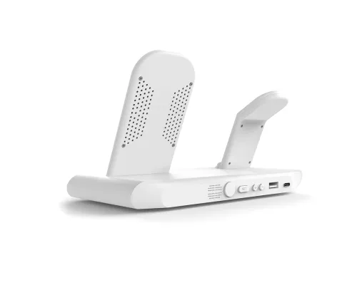 Часы электронные Abbatt мультифункциональные с беспроводной зарядкой, белый