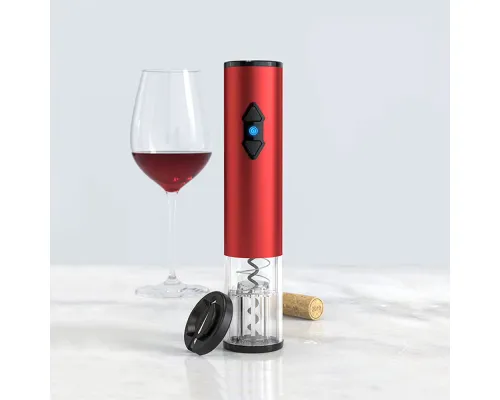 Винный электрический металлический штопор Божоле, красный Винный электрический металлический штопор Божоле, красный