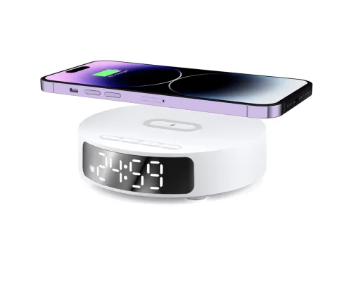 Часы с беспроводной зарядкой Dovel 3в1, белый