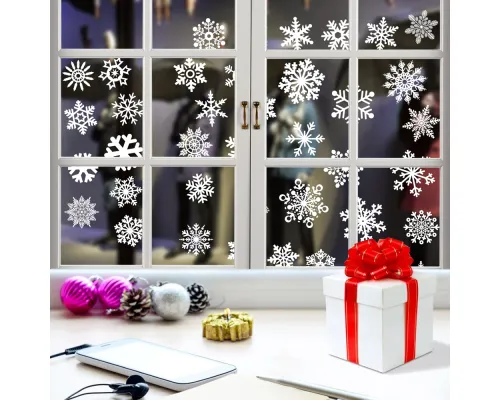 Самоклеящаяся наклейка (снежинки  2 шт. в рулоне)