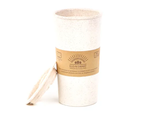 Термостакан с двойной стенкой Flathat из пшеничного волокна, бежевый