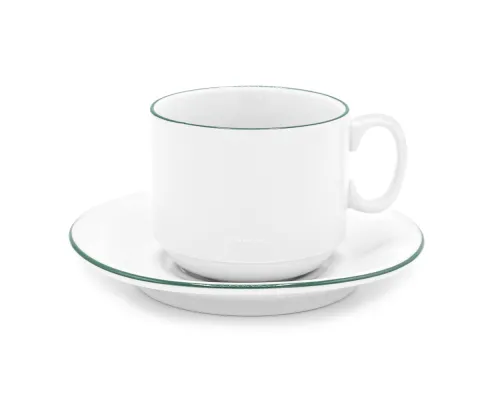 Чайная пара фарфоровая  220см³ экспресс Палитра, зеленый, в коробке
