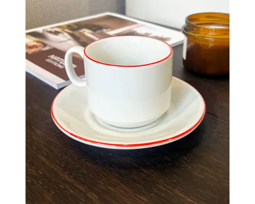 Чайная пара фарфоровая 220см³ экспресс Палитра, красный, в коробке
