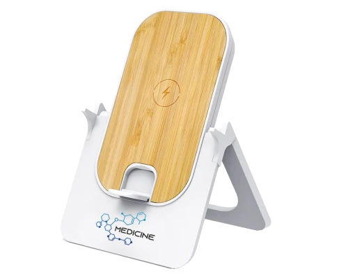 Беспроводное зарядное устройство Bambooco 15W, белый с бамбуковым