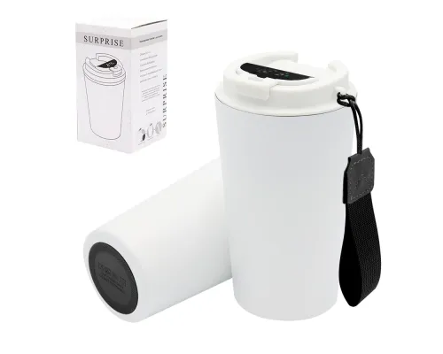 Термокружка Surprise To Go с индикатором, белая/чёрная