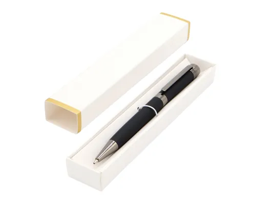Ручка Senator в коробке Cradle белой с позолотой, чёрная